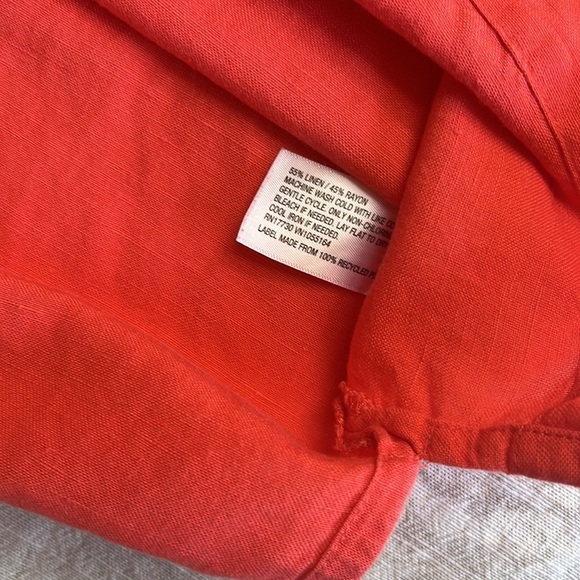 A New Day Vibrant Tangerine Linen Blend Top - Picture 8 of 14
